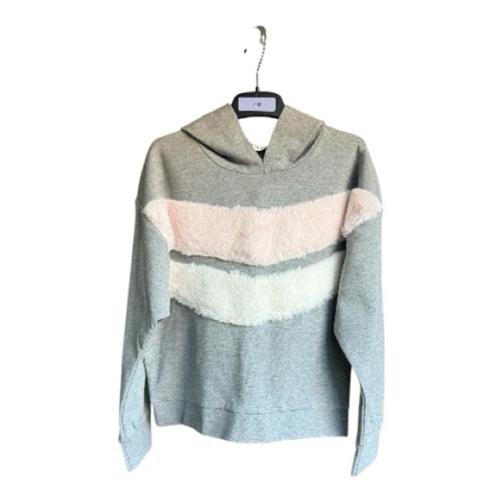 TAMTAM Gray Long Sleeve Top Sweatshirt Hoodie Size 6